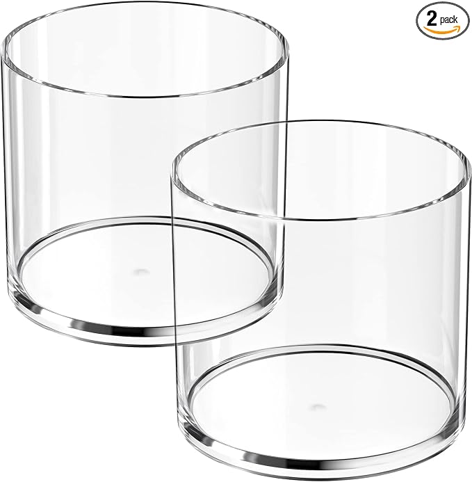 MaxGear Acrylic Pen Holder 2-Pack, Clear Round Makeup Brush Holder & Pencil Cup, Versatile Cylinder Container Organizer for Desk, Cosmetics, Toothbrush, Crayons, Utensils, Office & Stationery Supplies