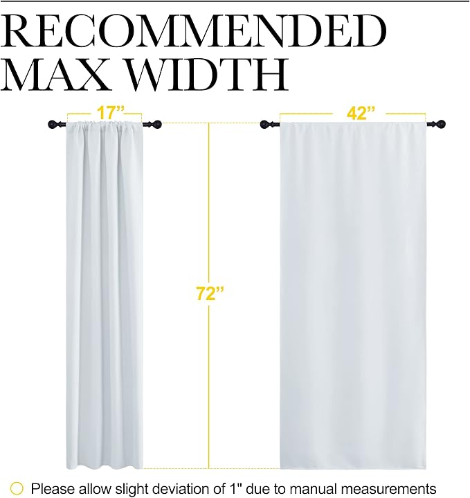 NICETOWN Kitchen Room Darkening Curtains - Window Treatment Thermal Insulated Rod Pocket Room Darkening Curtains/Drapes for Bedroom (2 Panels, 42 by 72, Greyish White)