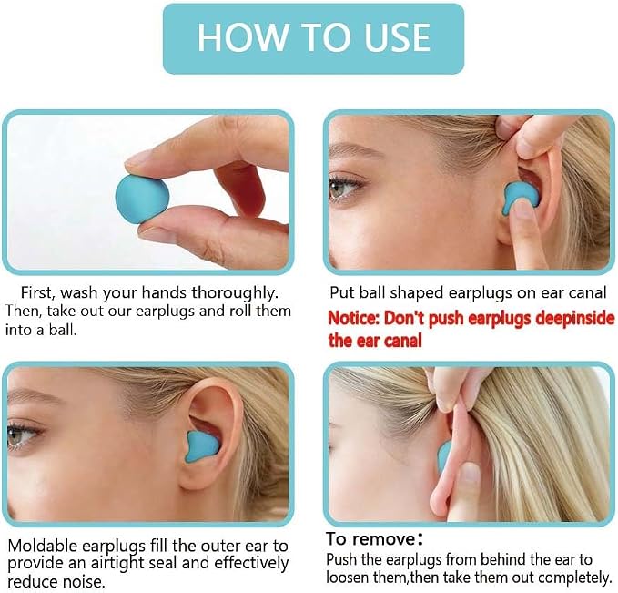 LYSIAN Ultra Soft Moldable Ear Plugs for Sleeping and Swimming Adults and Kids - Reusable Noise Cancelling Earplugs for Sound Blocking, Snoring, Study