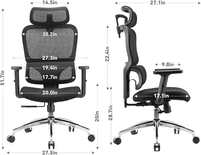 SIHOO M56C Ergonomic Office Chair, Desk Chair with Armrests, Computer Chair with Dual Back Design and Adaptive Dynamic Lumbar Support, 2 Packs, Dark Black