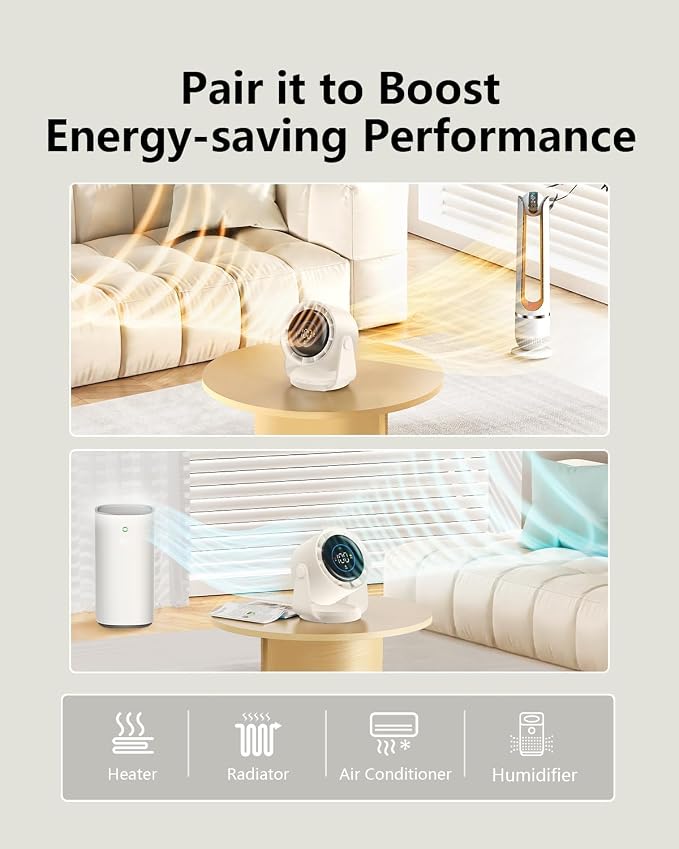 Desk Fans, Portable Turbo Fan Ultra Quiet Table Fan Digital Display Rechargeable USB 105°Tilt 100 Speeds Wall-Mounted Design Portable Fans for Home Office Kitchen Travel Camping