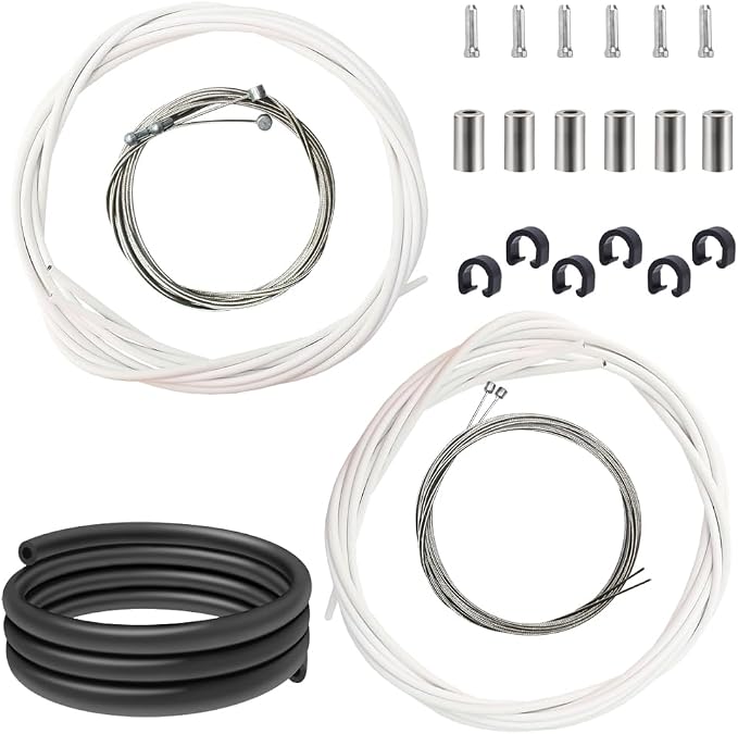 Bicycle Shifter Derailleur Cable Brake Cable Housing Cable Routing Damping Foam Sleeve Cable Tips Caps End Crimp Cable Guide Clip C-Clips Clamps Kit for Mountain Road Bicycle MTB