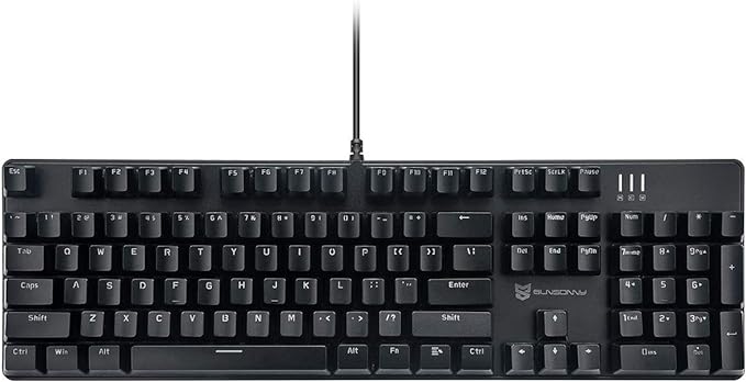 Merdia Mechanical Keyboard Gaming Keyboard | Red Switch, White Backlit Keyboard | 104 Keys US Layout | Wired Gaming Keyboard | Hot Swappable Mechanical Keyboard | PC Gaming Keyboards (Black)