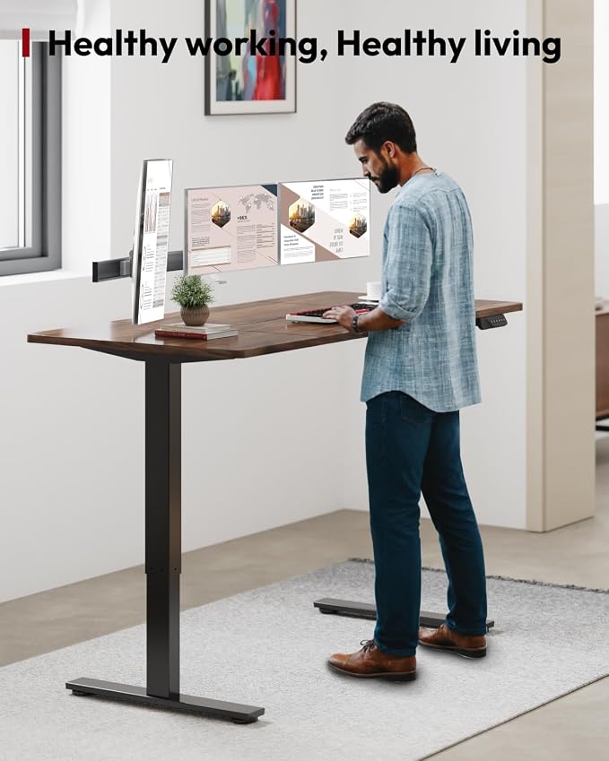 SANODESK Dual Motor Electric Standing Desk 79 x 32 Inches, Height Adjustable Sit Stand Desk with Large Splice Board for Home Office, Computer Workstation, Study & Gaming, Black Frame/Black Walnut Top