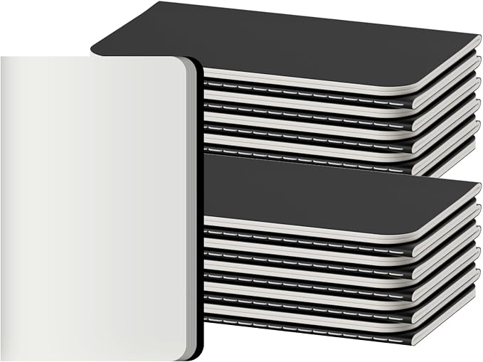 Blank Pocket Notebooks, 20 Pack Small Notebook Bulk, 3.5x5.5 inch, A6 Size Thick 80GSM Unlined Paper, Black Cover Mini Journal for Men, Women, Journaling & Business Notes