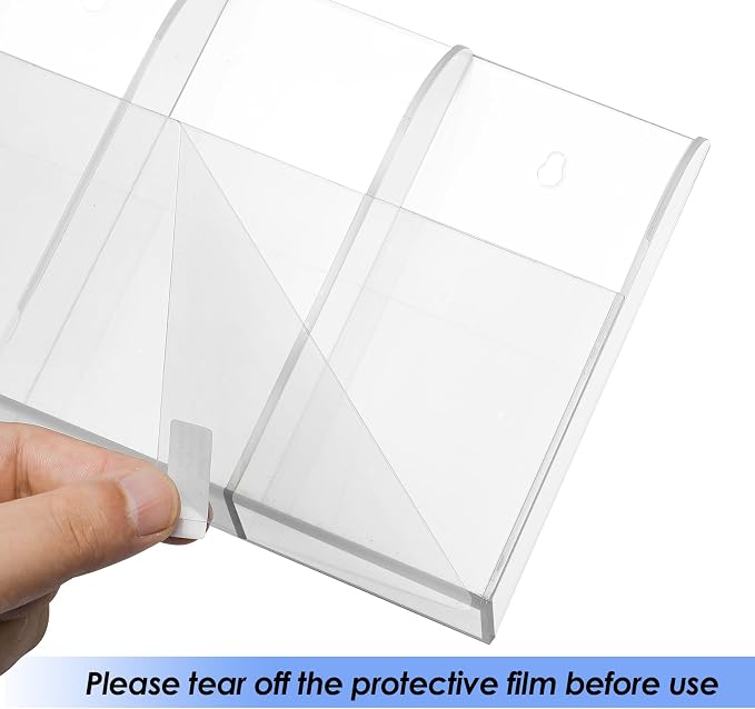 MaxGear Wall Marker Holder & Remote Control Organizer 3-Compartment | Clear Acrylic Dry Erase Board Marker & Pen Holder for Wall Mount, Includes Adhesive & Screws for Home/Office/Classroom