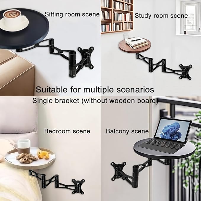 Foldable Floating Nightstand Rotate Brackets,Small Coffee Tables for Small Spaces Wall Side Table Bracket,Bathroom Table Wall Mounted Hinges,Suitable for DIY Side Tables,Nightstands,etc