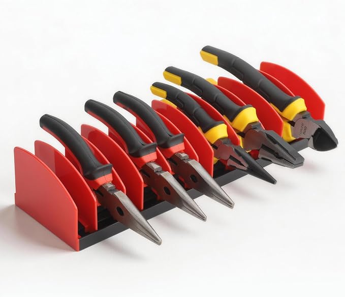 Reniteco Plier Organizer Rack, Pliers Holder with Non-Slip Rubber Base and Adjustable Dividers, 11-Slot Tool Box Organizer, Cutter Organizers, Tool Drawer Organizer(Pliers Not Included)