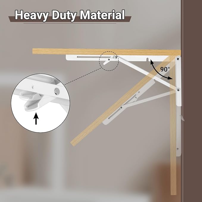 Neoaider Wall Mounted Folding Table 47.2”L x 19.7”W, Laundry Folding Table with Heavy Duty Metal Collapsible Shelf Brackets, Wall Mounted Desk Fold Down for Small Spaces, Wood Color