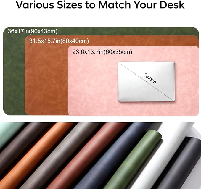Distressed Leather Desk Mat - Non-Slip PU Leather Desk Pad Protector - Large Waterproof Mouse Pad Computer Keyboard Desk Mat Desk Accessories for Office & Home (Brown, 23.6"x 15.7")