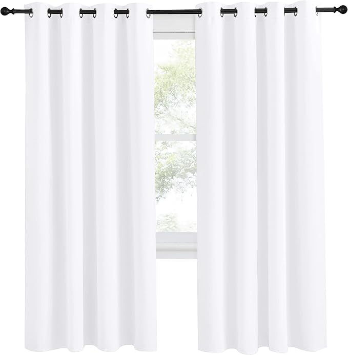 NICETOWN Room Darkening Window Treatment Curtain, Pure White, Single Panel, 55 by 78, Energy Smart Thermal Insulated Block Out Sunlight Shade & Blind for Bedroom with Grommet Ring Top