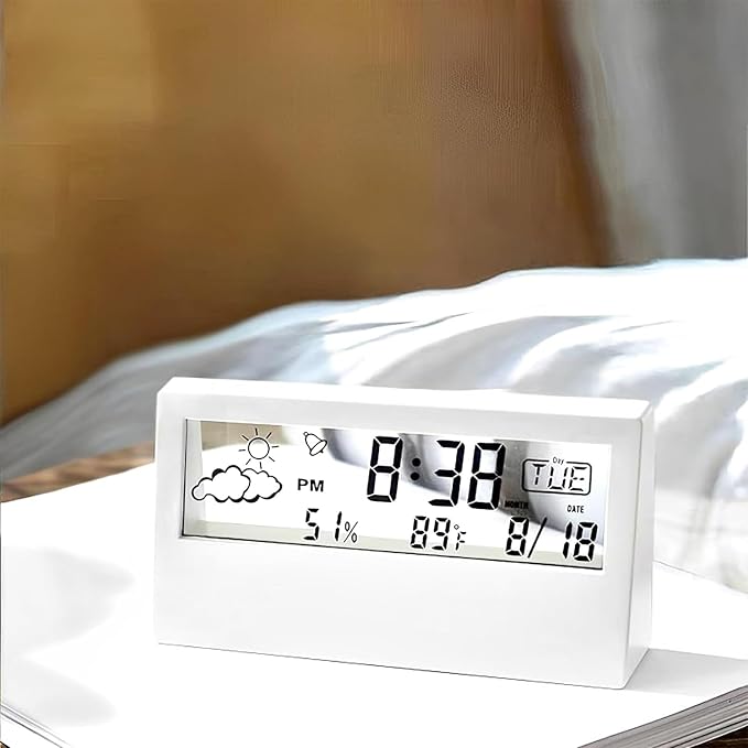 Clear Display Clock – Creative Bedside Digital Alarm Clock, Multifunctional Time Monitor | Transparent Tabletop Clock with Screen, Temperature and Humidity Display for Home and Desk Decor