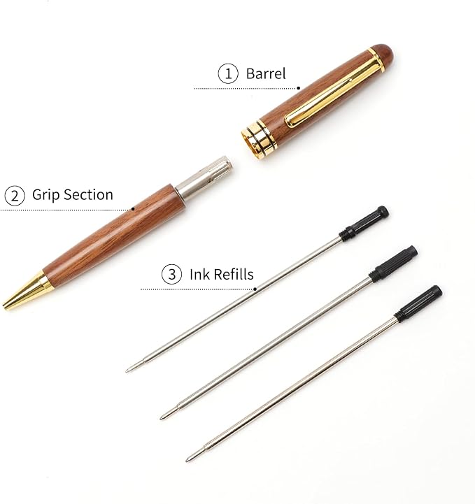 Luxury Walnut Wood Fancy Ballpoint Pen for Men Writing Journaling Pen Set with 2 Black Ink Refills and Gift Box Cool Journal Business Pens Elegant Vintage Wooden Professional Executive Twist Pen