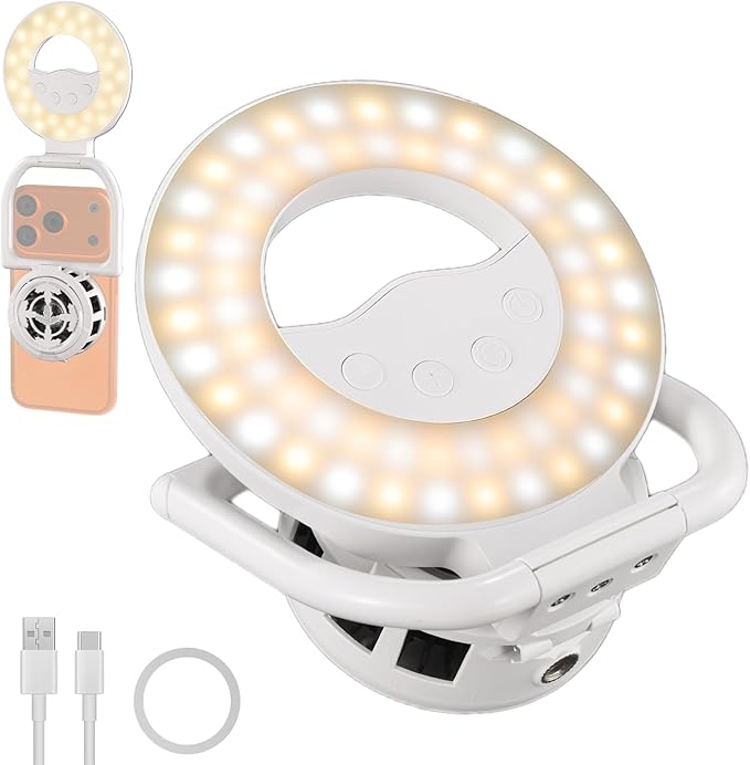 NEEWER Entry Level Version N36 Magnetic Selfie Ring Light & Phone Cooler Compatible with MagSafe iPhone, 4W Bi Color Foldable Small Plastic LED Fill Lighting 800mAh/CRI80+ for Video Recording Makeup