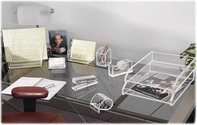 Kantek Clear Acrylic Paper Clip Holder, Angled Open Design, 3.1" x 3.3" x 2.6", Non-Skid Feet, Office Organizer, Desk Accessory