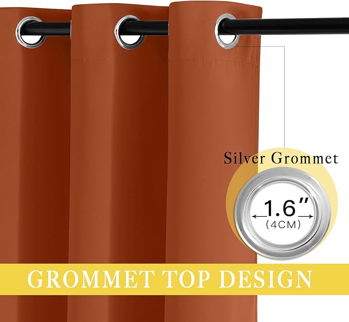 NICETOWN Blackout Drapery Curtain Panel 90 inches Long - Window Treatment Thermal Insulated Grommet Blackout Curtain/Drape for Bedroom Living Room (Burnt Orange, 1 Panel, 46 by 90 inches)