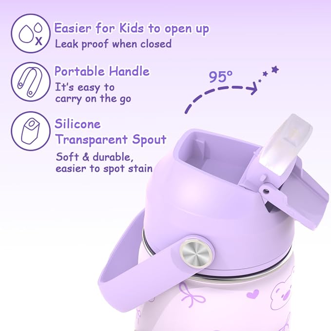 ACESAK Girls Backpack for School Set - 5 PCS Cute Girls Backpack with Lunch Box, Pencil Case, Bento Box & Insulated Water Bottle - Kawaii Casual Kids Bookbag Set Back to School Supplies (Purple)