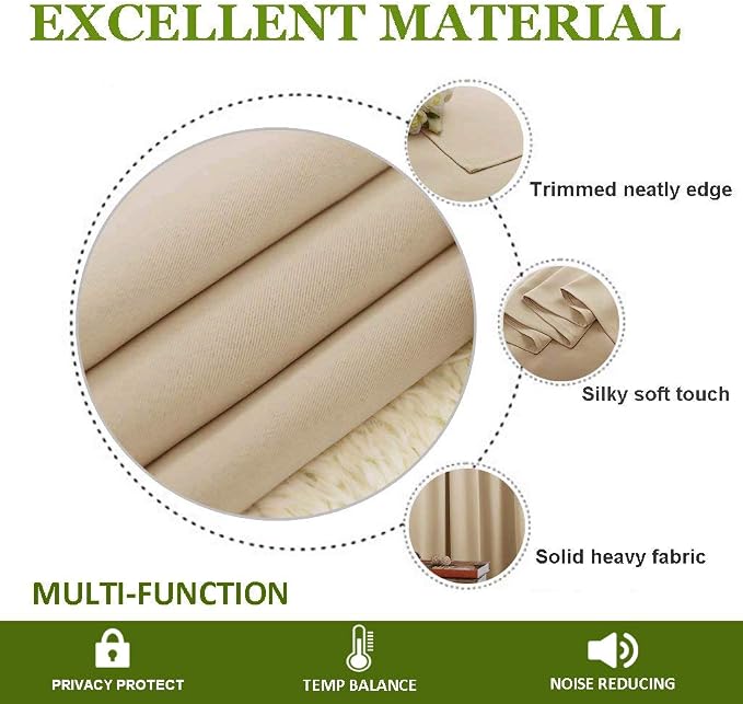 NICETOWN Room Darkening Blind Shade for Kids Bedroom Triple Weave Home Decoration Light Blocking Solid Ring Top Drape for Small Window (Biscotti Beige, Single Panel, 42 x 72 inch)