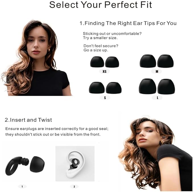 Ear Plugs for Sleeping, 35dB Ear Plugs for Sleeping Noise Cancelling, Reusable Silicone Ear Plugs for Noise Reduction, Sleep, Work, Deep Focus, Hearing Protection, Concert, Swimming and Snoring