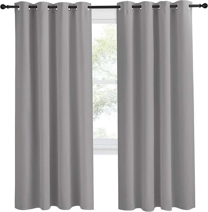 NICETOWN Blackout Curtain & Drape 78 inch Length, 55 inch Wide, Sold by 1 Panel, Silver Grey Color, Noise Reducing Drapery for Living Room/Farmhouse