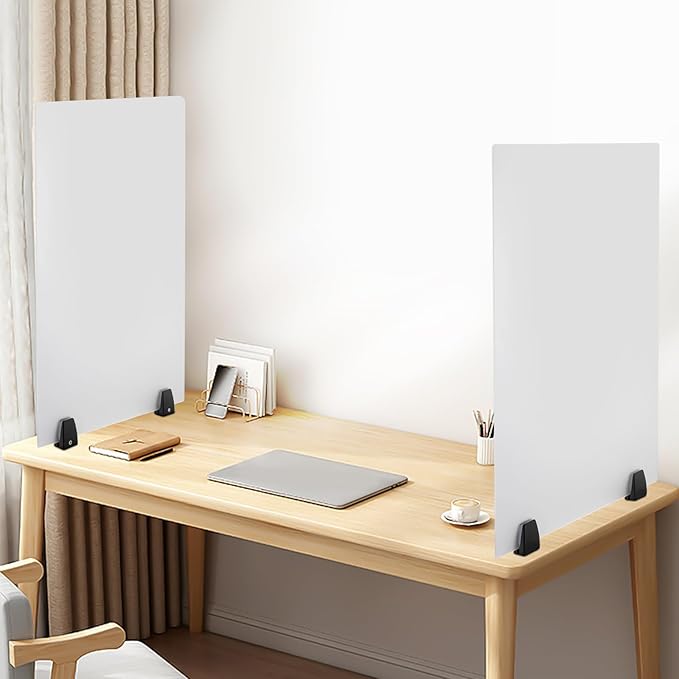2Pcs Desk Privacy Panels 30 x 18inch Desk Partition Acrylic Desk Dividers Clamp-On Privacy Divider on Desk Partition Home, Classroom, Office Partitions