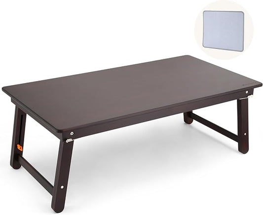 Nnewvante Large Size Floor Desk, Folding Low Coffee Table, No Assembly Required, Adjustable Floor Table for Breakfast Gaming Writing 33.5"x17.7" Black Walnut