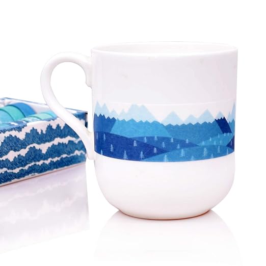 Washi Tape Set of 12 Rolls,Blue Sea Wave Decorative Washi Masking Tape Sets for Craft,Kids,Scrapbook,DIY,Gift Wrapping