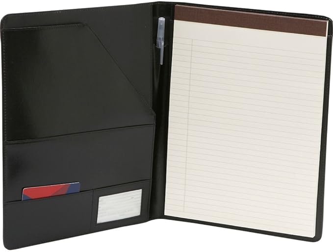 Royce Leather Portfolio Padfolio, with Inserted Note Pad and Folder