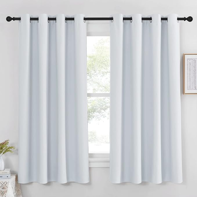 NICETOWN Room Darkening Curtain for Bedroom - (Greyish White/Silver Grey Color) Solid Thermal Insulated Blind Room Darkening Drape/Drapery for Windows,52x63 inches, 1 Pack