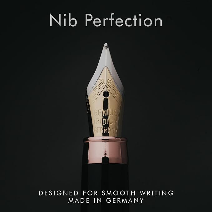 Wordsworth & Black Fountain Pen Set, Luxury Bamboo Wood - Medium Nib, Gift Case; Includes 6 Ink Cartridges, Ink Refill Converter -Journaling, Calligraphy; Drawing, Smooth Writing [Violet Wood]