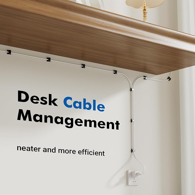 120Pcs Cable Clips, Small, Black, Adhesive Wire Clips, Cable Management Wire Organizer Cord Holder for Under Desk, Car, Wall, TV PC Ethernet Cable