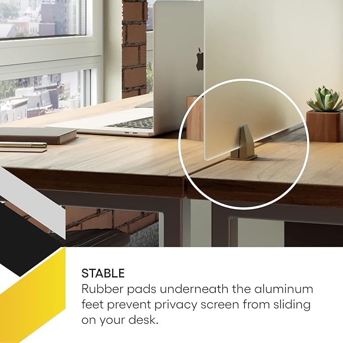 OBEX Acrylic Free Standing Screen, Divider for Desk Privacy Home & Office Partitions for Table Top Workstation, Portable Cubicle Panel for Work, 12"H x 42"W, Frosted