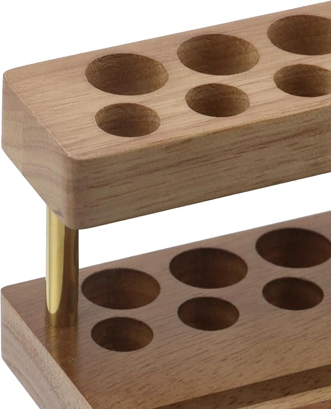 Crapyt Wooden Pen Display Stand with 15 Slots and Cell Phone Stand | Unique Pencil Holder for Desk Decor Minimalist Desk Organizer (Walnut Color)