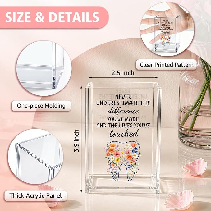 Never Underestimate The Differen Acrylic Pen Holder Cup for Dentist | Appreciation Gifts for Dentist Dental Assistants Medical Students, Farewell Retirement Gifts for Women Orthodontists