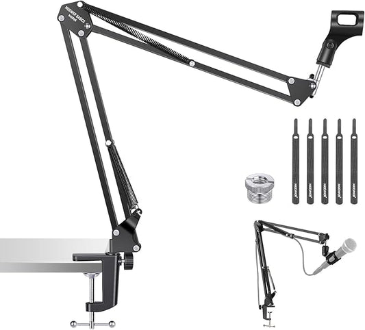 NEEWER Microphone Arm Stand, Suspension Scissor Boom Mic Arm Desk Mount with Clip & 3/8" to 5/8" Adapter Compatible with Blue Yeti Snowball HyperX QuadCast SoloCast Shure, Max Load 3.3 lbs, MS006