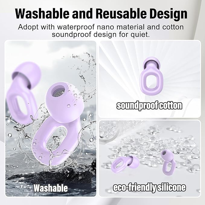 Ear Plugs for Sleeping, 35dB Noise Reduction Hearing Protection EarPlugs, Reusable Silicone Earplug, 7 Pair Eartips in XS/S/M/L Replaceable Single/Double Ear Plug for Sleep, Study, Work, Events