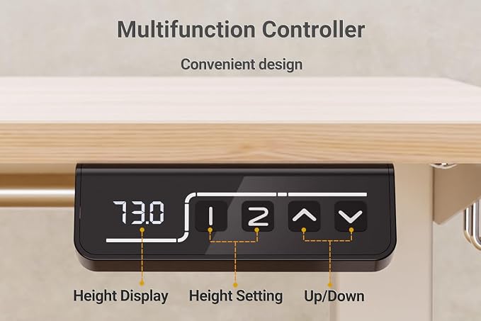 Standing Desk Height Adjustable Electric Desk 47.2 x 23.6 Inches Sit Stand Desk, Computer Home Office Desk Memory Preset with Two-Piece Desktop (Natural Maple Look)