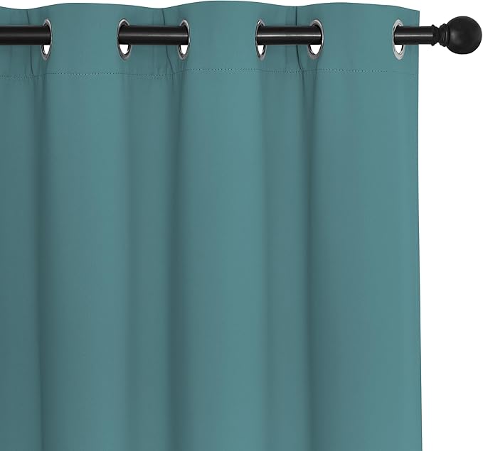 NICETOWN Sea Teal Blackout Curtains 84 inch Length, Grommet Top Room Darkening Drapes for Bedroom Living Room, Light Blocking Window Covering for Privacy (W66 x L84 Inch, 1 Panel)