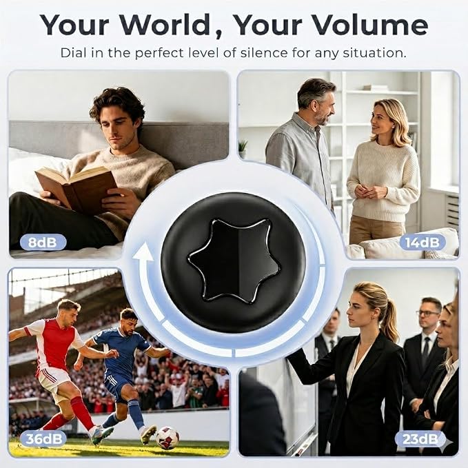 Adjustable Ear Plugs with 3 Noise Relief Modes, Earplugs are Perfect for Focused Work, Sleep, Socializing, Travel and Daily Use, Enabling Multi-Scenario Usage, Reusable Earplugs 14-31 dB Reduction.