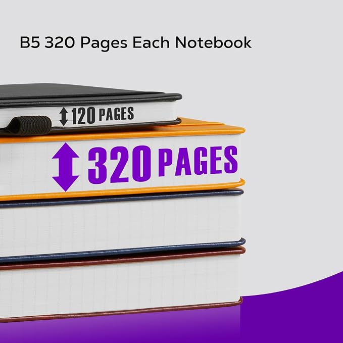 FOCUS DAY 3 Pack Journals Notebooks, B5(7.1'' X 10'') Thick Notebook Journal College Ruled Bulk, Large Hardcover Leather Bound Lined Notebook Journal Set for Women Men Work Writing, Multicolor