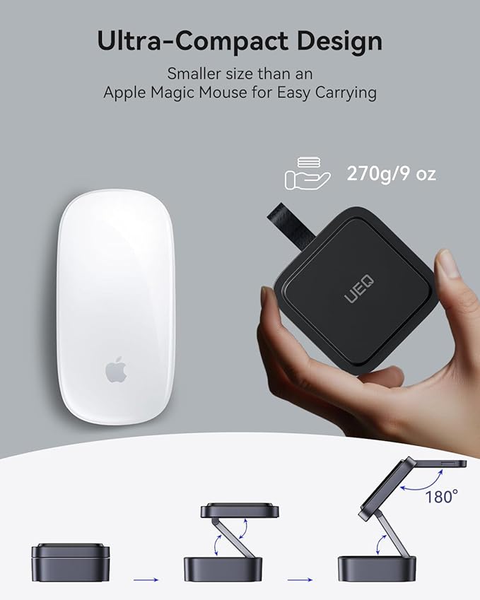 3 in 1 Wireless Charging Station for Apple Devices,Compatible with MagSafe Charger Stand,Foldable Fast Travel Magnetic Wireless Charger for iPhone 17 Air 16 15 14 13 12,Apple Watch&AirPods Pro