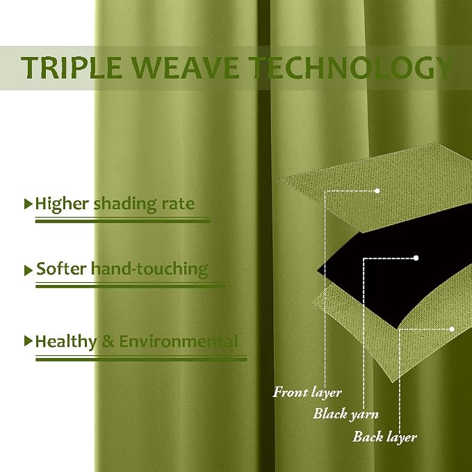 NICETOWN Blackout Drape for Nursery 72 inches Long, Decoration Thermal Insulated Blackout Room Darkening Curtain/Drapery with Ring Top (1 Panel, 42 by 72 inches, Fresh Green)