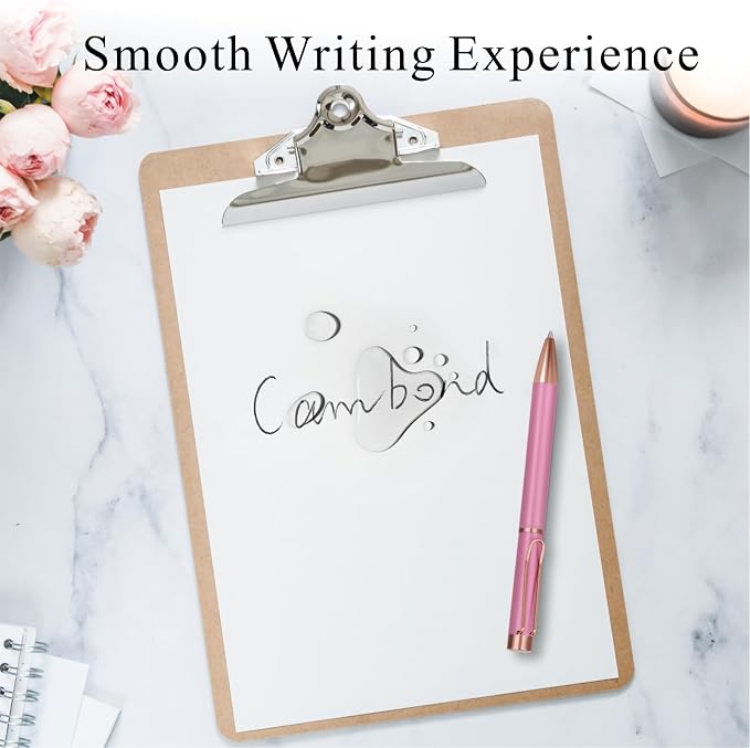 Cambond Ballpoint Pens Black Pen - Bulk Metal Twist Pen, 1.0 mm Medium Point Nice Pens for Journaling Gift Business Men Police Flight Attendants, 3 Pens with 3 Refills (Rose Gold)