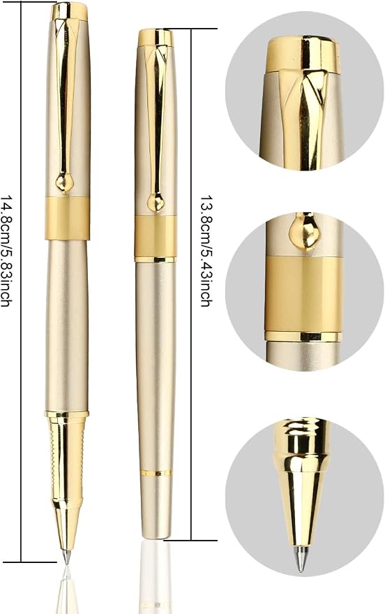 1314 Free Engraving pen Personalized custom pens Roller Ballpen, Ballpoint pen, Ball pen, Medium Refill Pen Black Ink, Custom Gifts for Men, Women, Classy Gift Box (Gold Style 2)