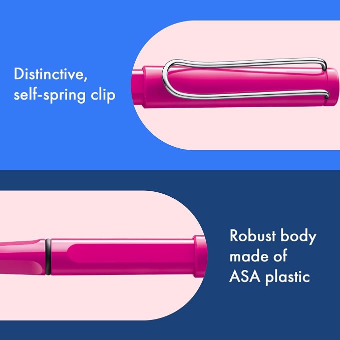 Lamy safari pink - Rollerball Pen with ergonomic grip & line width M - for pleasant long writing - made of robust ASA plastic - including rollerball refill M 63 in black
