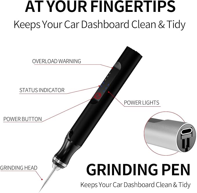 Wireless Engraving Pen Kit for Jewelry, Wood, Metal, Glass & Plastic - Cordless DIY Engraver with 30 Bits & Polishing Function, Portable Tool for Artists, Craftsmen, (Black)