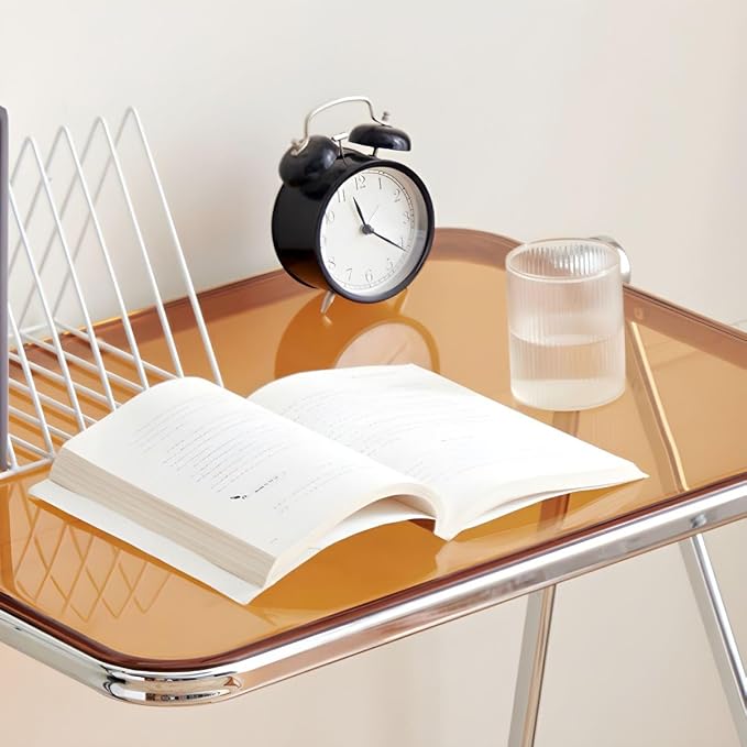 Compact Writing Desk Folding Design Collapsible Feature for Small Spaces Without Chairs Transparent Folding Table Acrylic Bedroom Balcony Table Portable Table Yellow 25.5" L x 19.5" W x 27" H