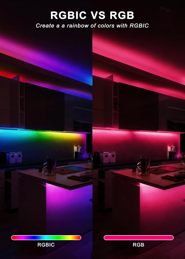 16.4FT Neon Rope Lights,Flexible RGB+IC LED Strip Lights,Remote Control,Multiple Modes,for Living Room,Bedroom,Holiday Decoration