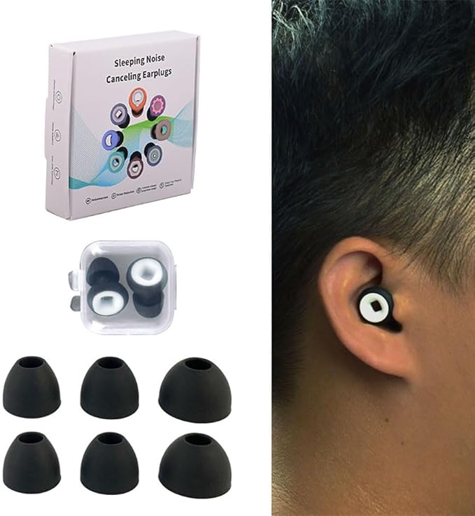 1 Box Sleeping Noise Canceling Earplugs, Protection for Focus, Travel, Concerts, Sports & Noise Sensitivity Reusable Noise reducing Soft Silicone earplugs(Black and White, 1 Count (Pack of 1))