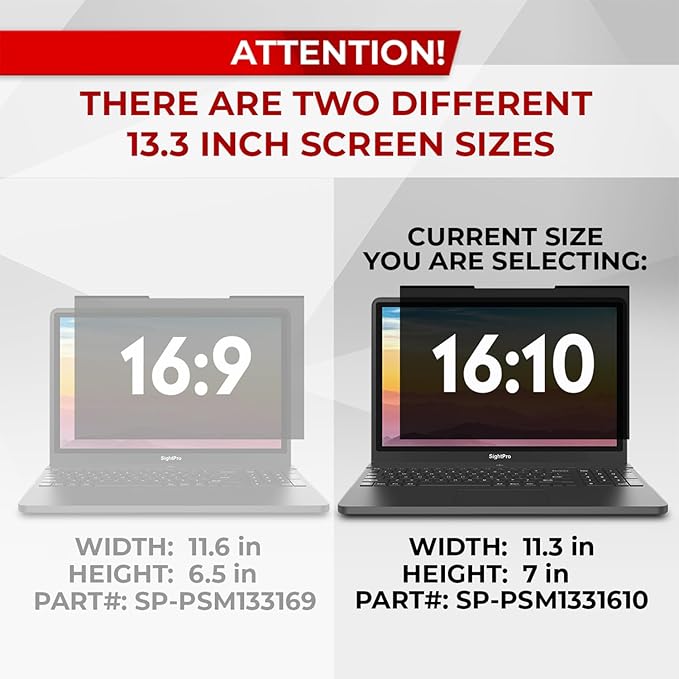 Magnetic Laptop Privacy Screen 13.3 Inch 16:10 - Patented Removable Laptop Privacy Filter Shield and Protector